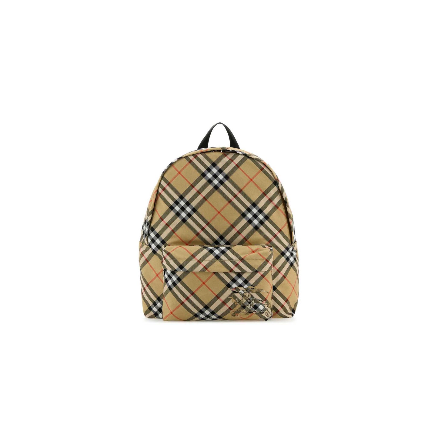 Check Embroidered Fabric Backpack