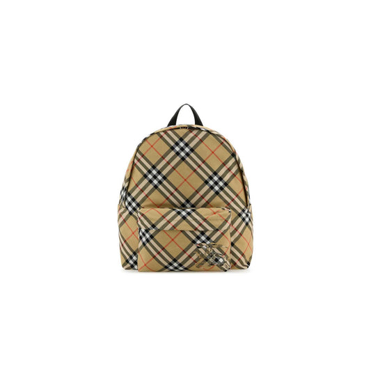 Check Embroidered Fabric Backpack