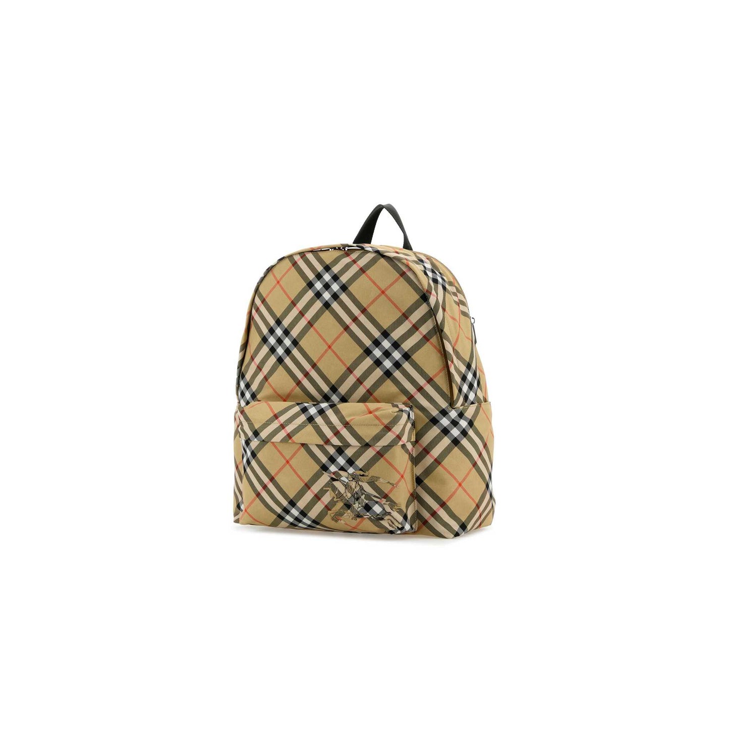 Check Embroidered Fabric Backpack