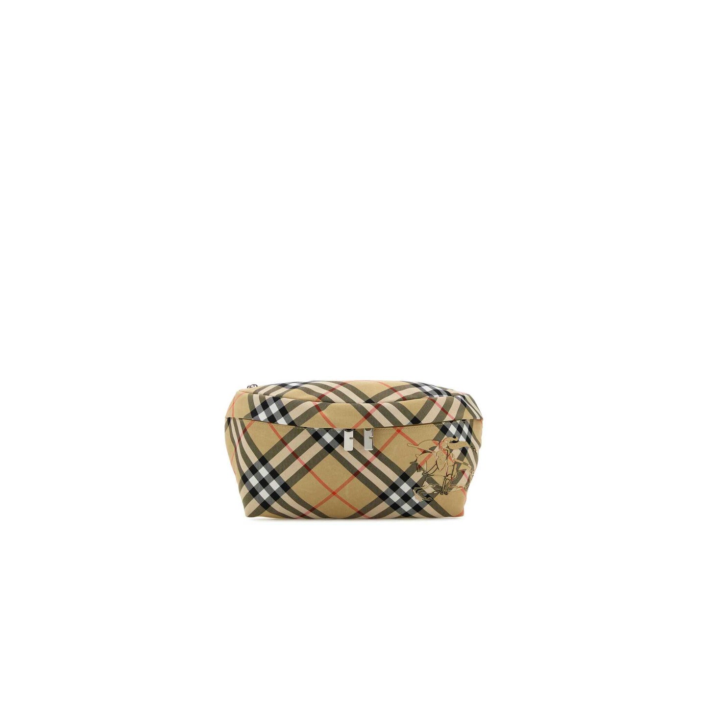 Check Embroidered Fabric Belt Bag