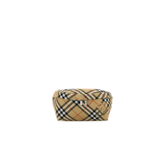 Check Embroidered Fabric Belt Bag