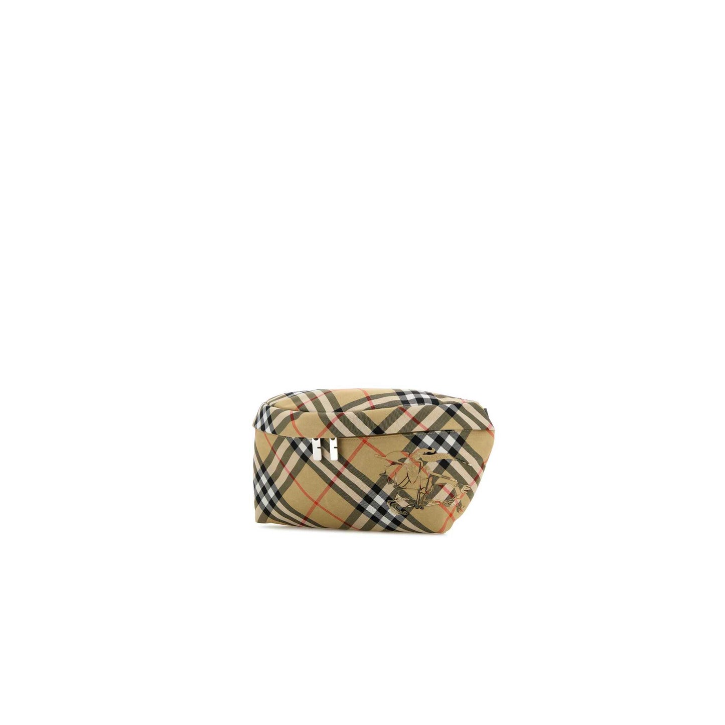 Check Embroidered Fabric Belt Bag