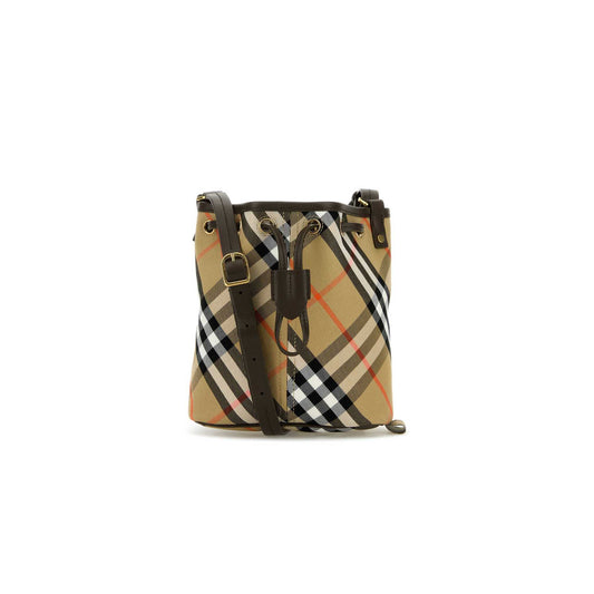 Drawstring Bucket Bag in Embroidered Cotton Canvas