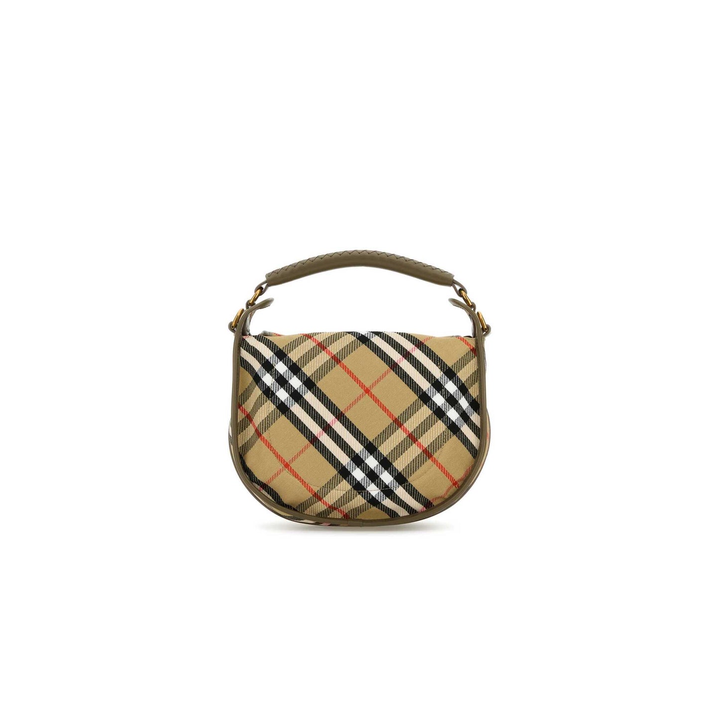 Small B Clip Messenger Handbag in Embroidered Canvas and Leather