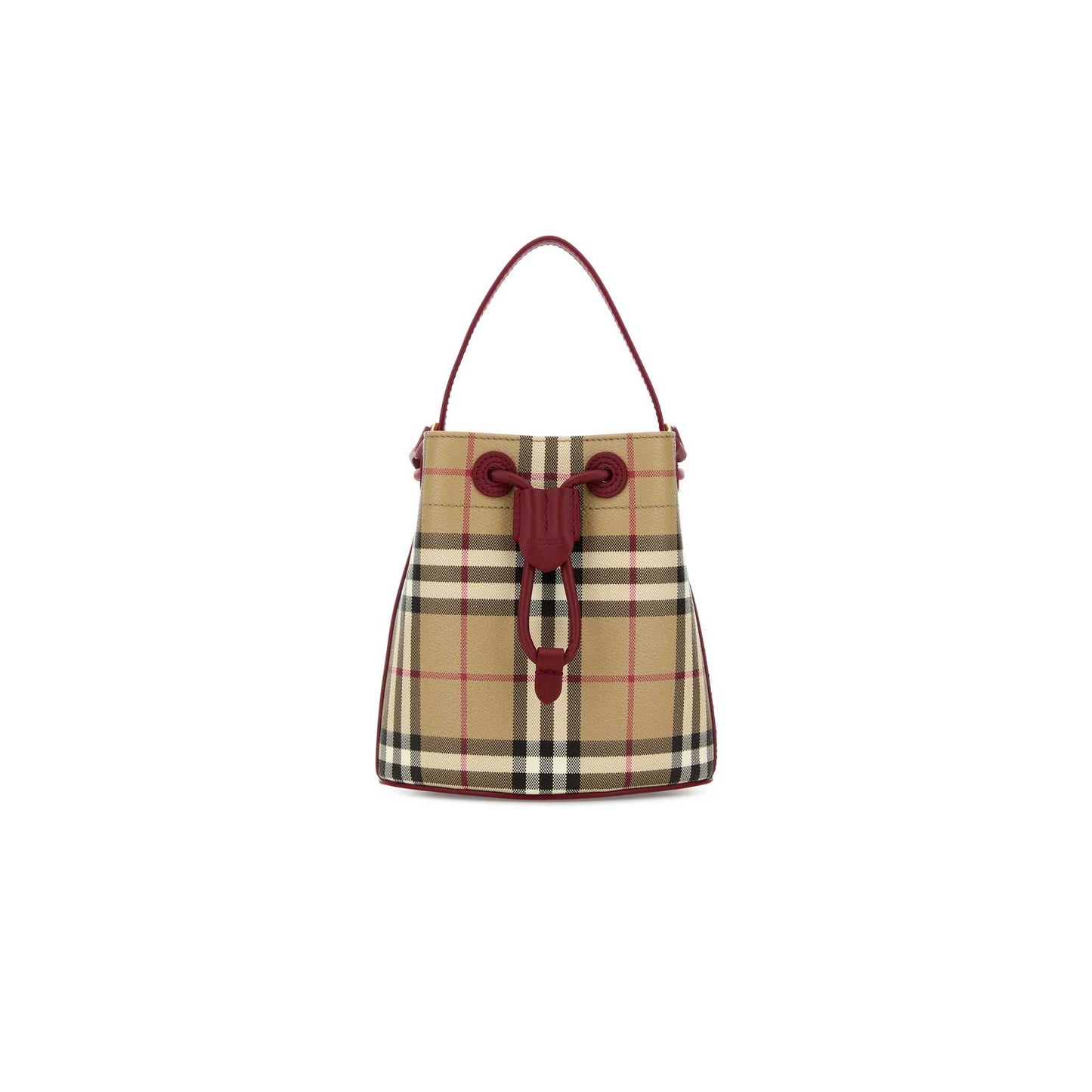 Check Drawstring Bag in Printed Canvas