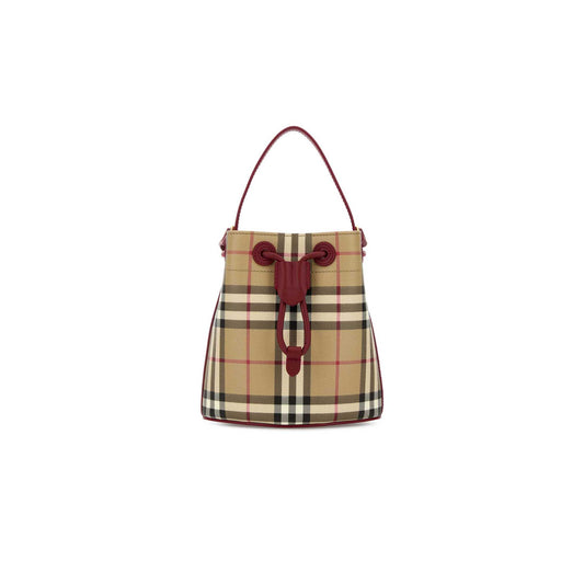 Check Drawstring Bag in Printed Canvas