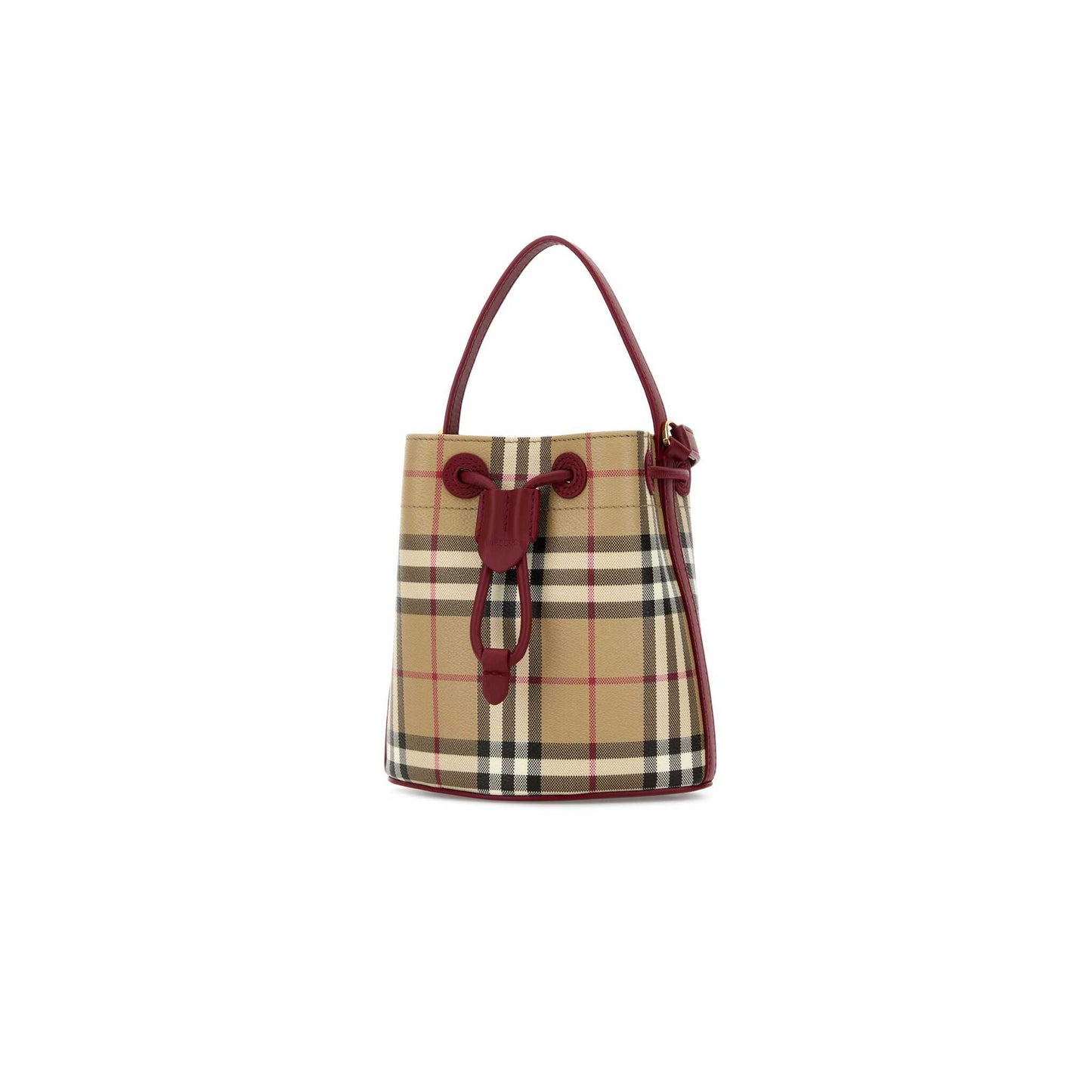 Check Drawstring Bag in Printed Canvas