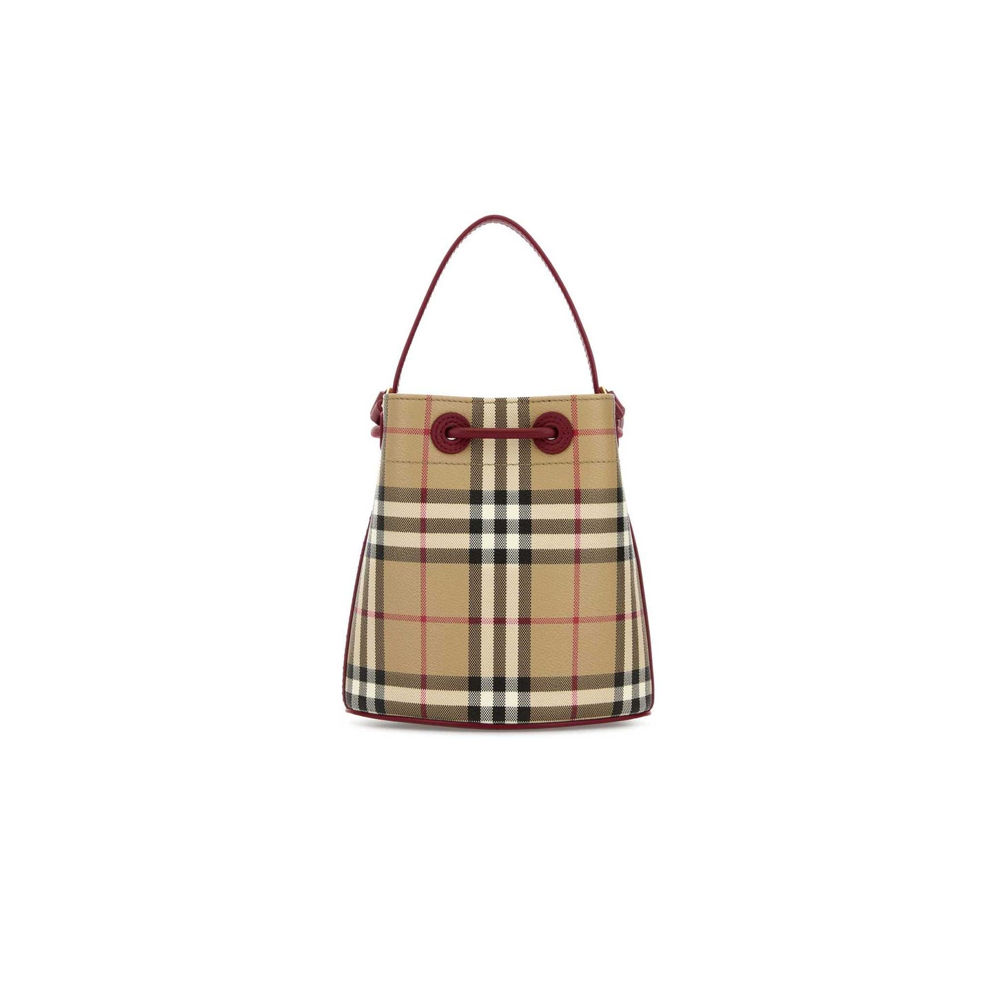 Check Drawstring Bag in Printed Canvas