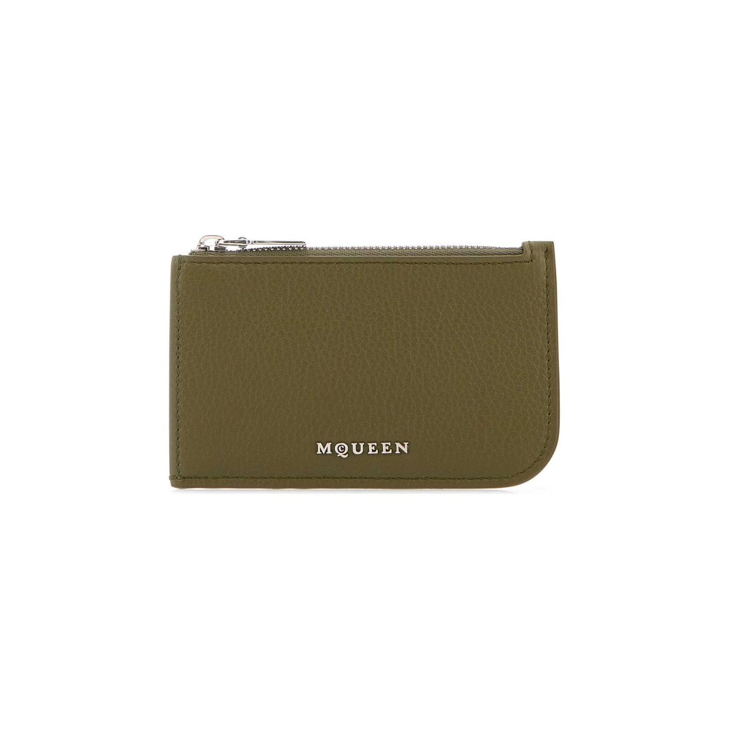 Sling Wallet with Clasp in Military Green Leather