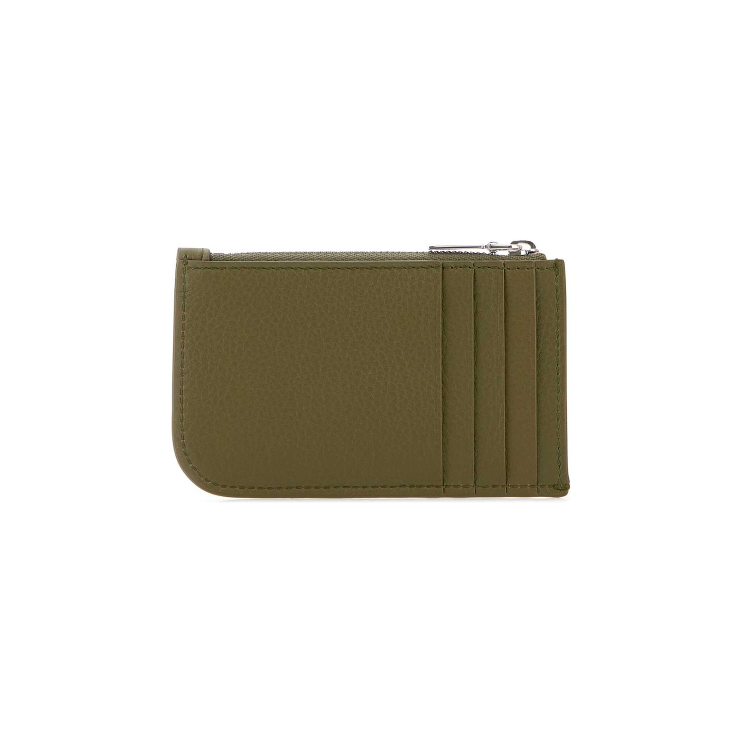 Sling Wallet with Clasp in Military Green Leather