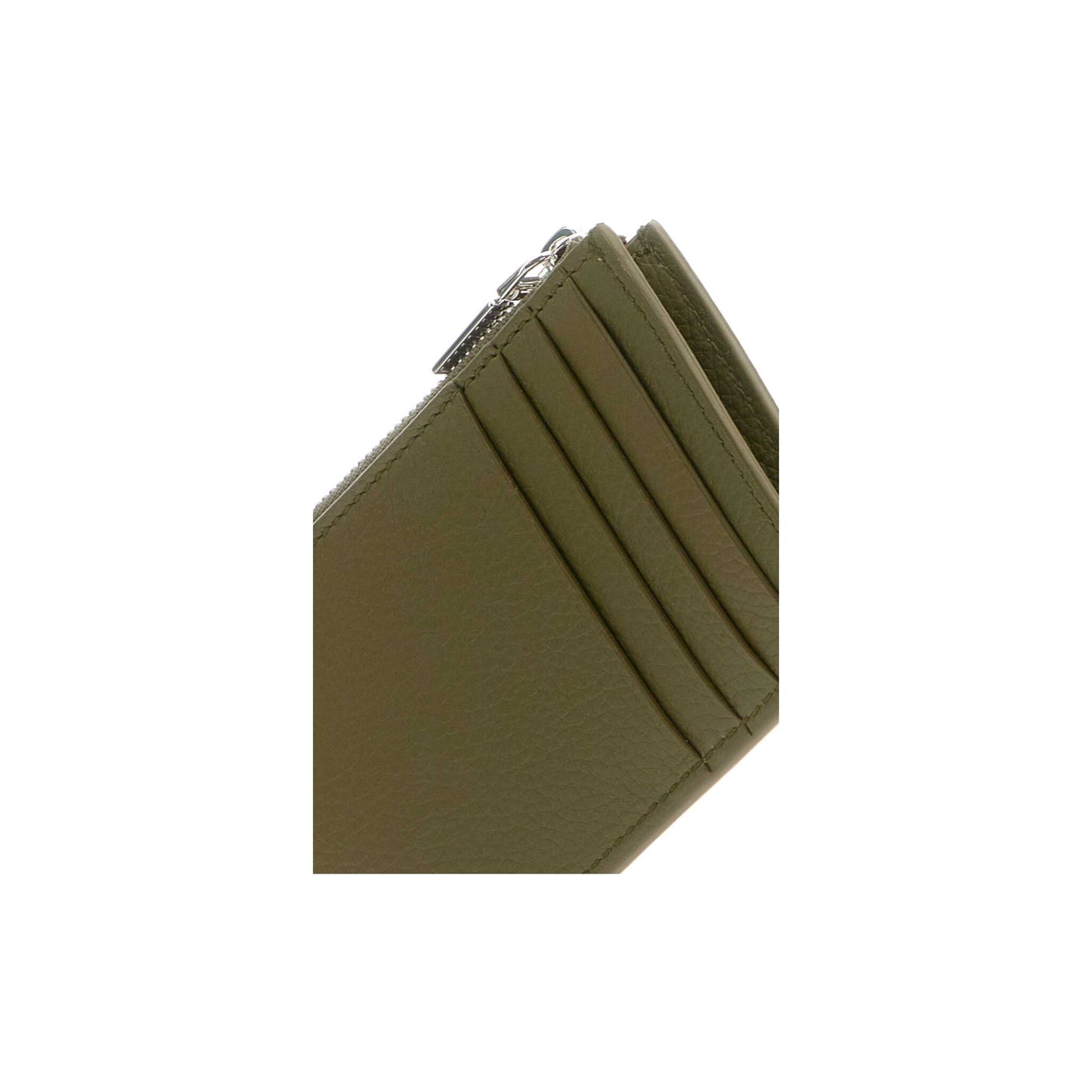 Sling Wallet with Clasp in Military Green Leather