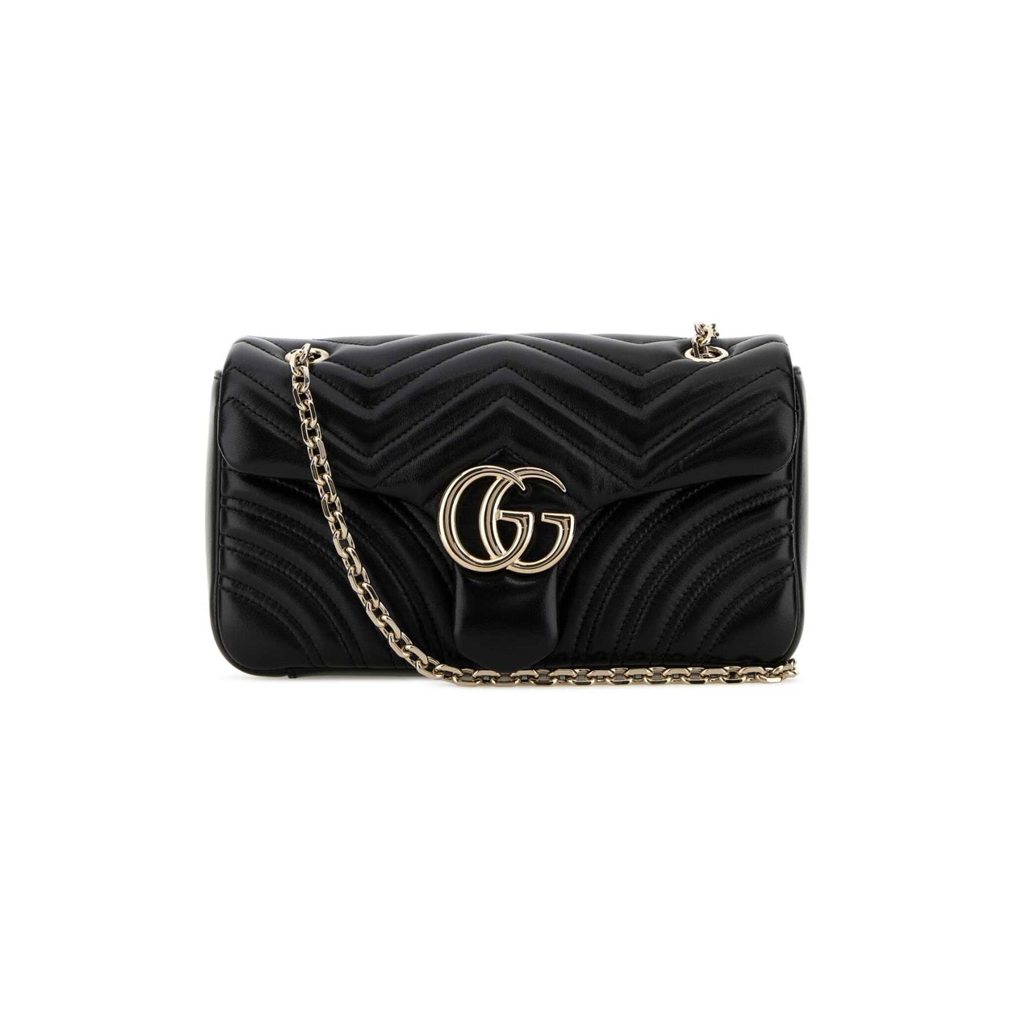 Gucci Mala de Ombro Média GG Marmont em Lona — Preto
