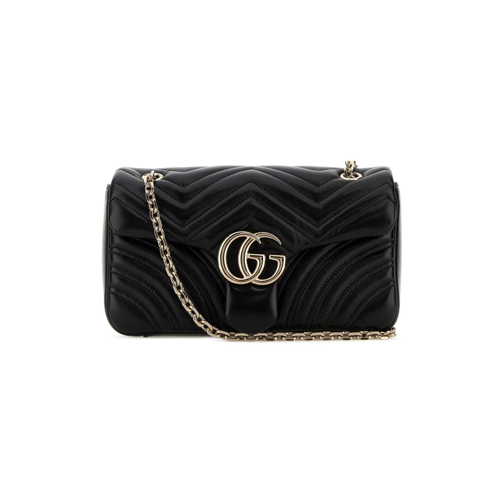 Gucci Mala de Ombro Média GG Marmont em Lona — Preto