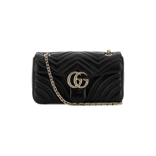 Gucci Mala de Ombro Média GG Marmont em Lona — Preto