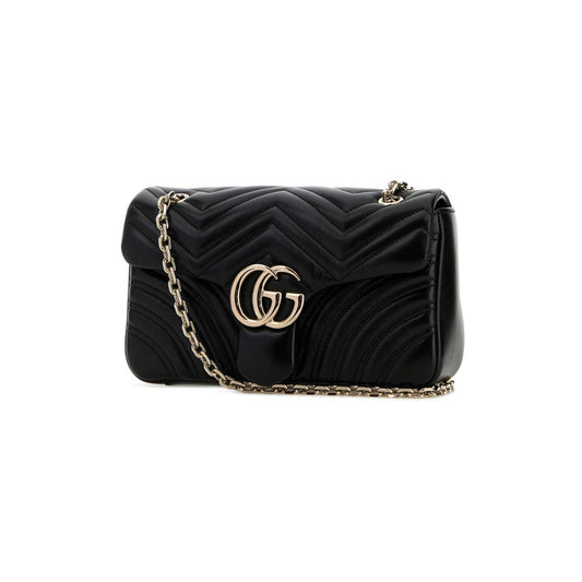 Gucci Mala de Ombro Média GG Marmont em Lona — Preto