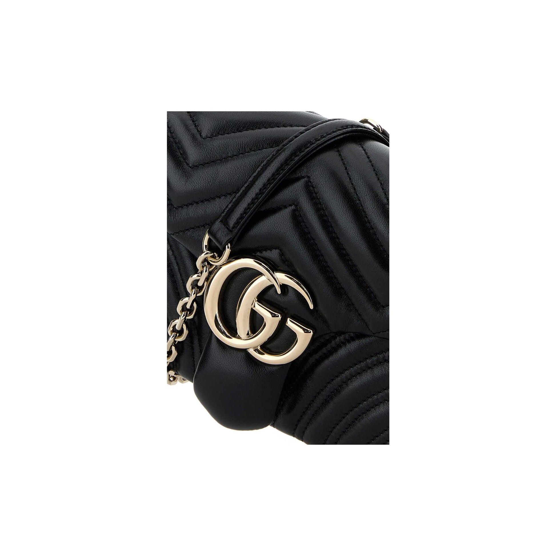 Gucci Mala de Ombro Média GG Marmont em Lona — Preto