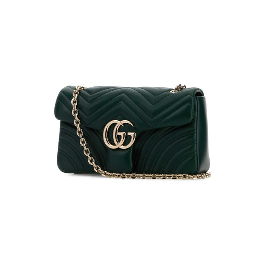 Gucci Mala de Ombro Média GG Marmont em Pele — Castanho