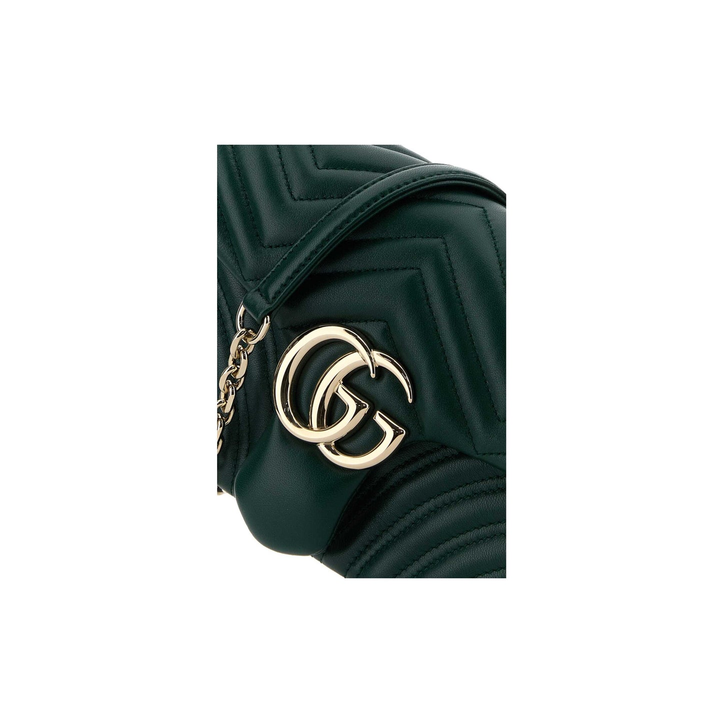 Gucci Mala de Ombro Média GG Marmont em Pele — Castanho