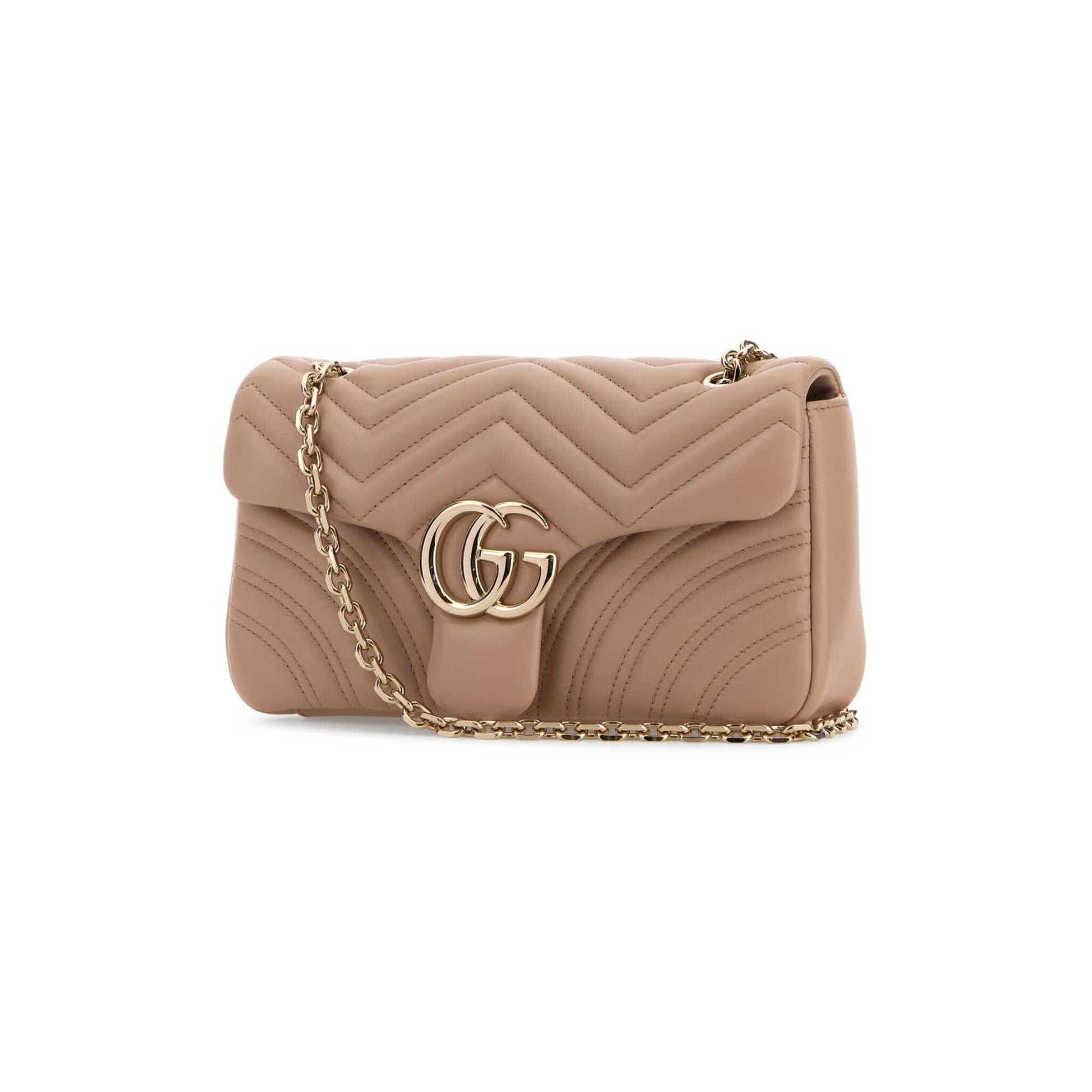 Gucci Mala de Ombro Média GG Marmont em Pele — Lilás