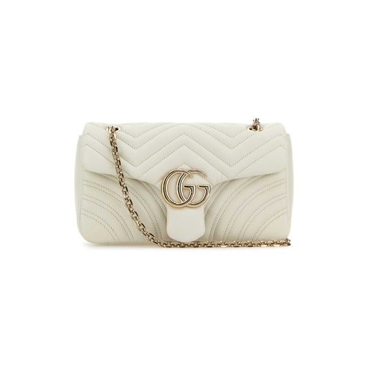 Gucci Mala de Ombro Média GG Marmont em Lona — Bege