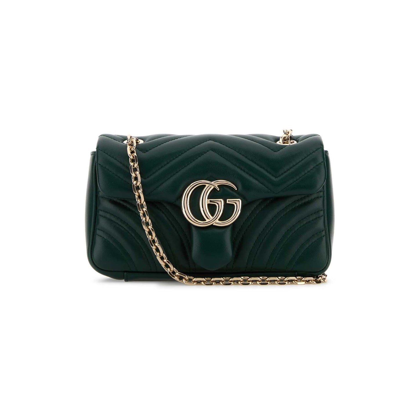 Gucci Mala de Ombro Pequena GG Marmont em Pele — Castanho