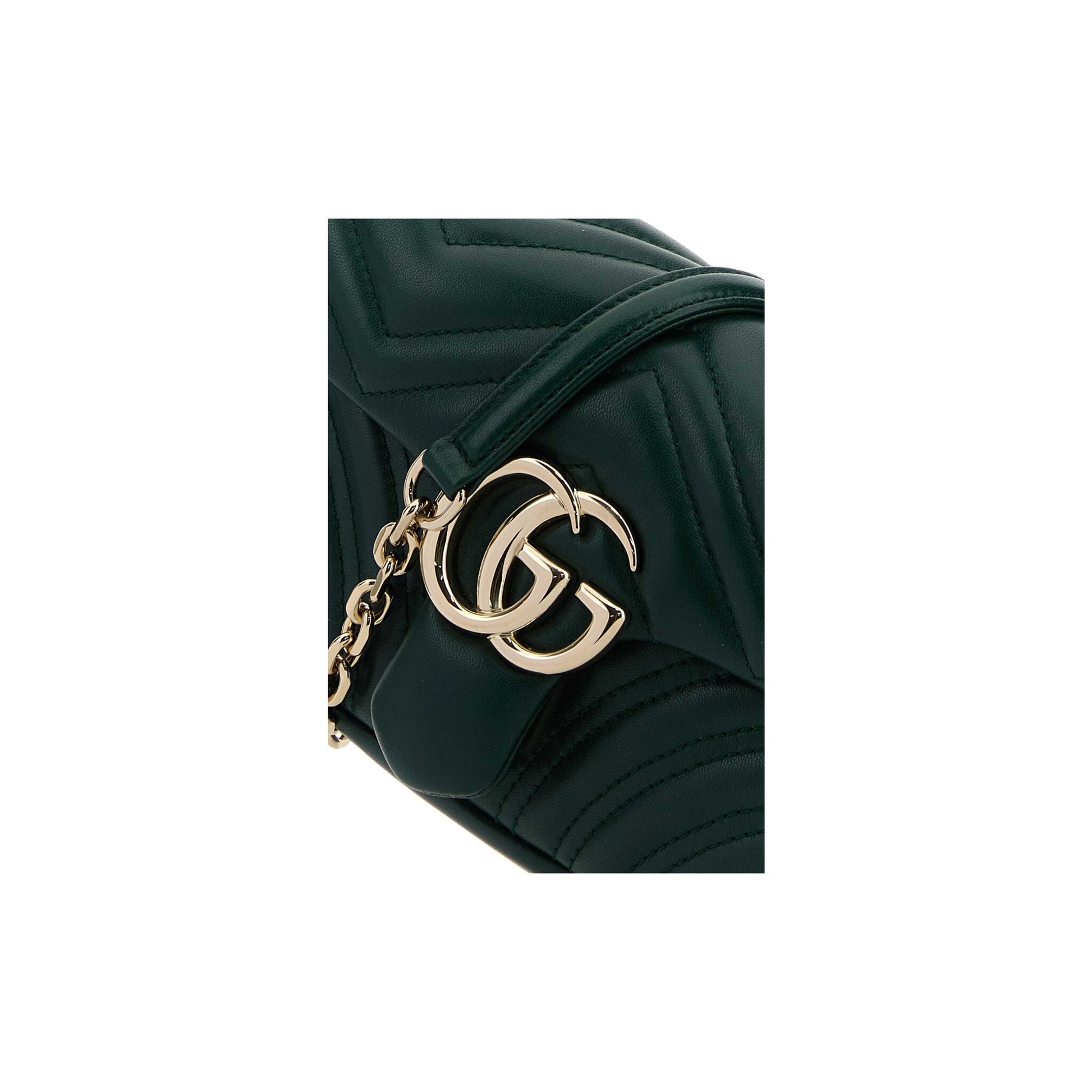 Gucci Mala de Ombro Pequena GG Marmont em Pele — Castanho