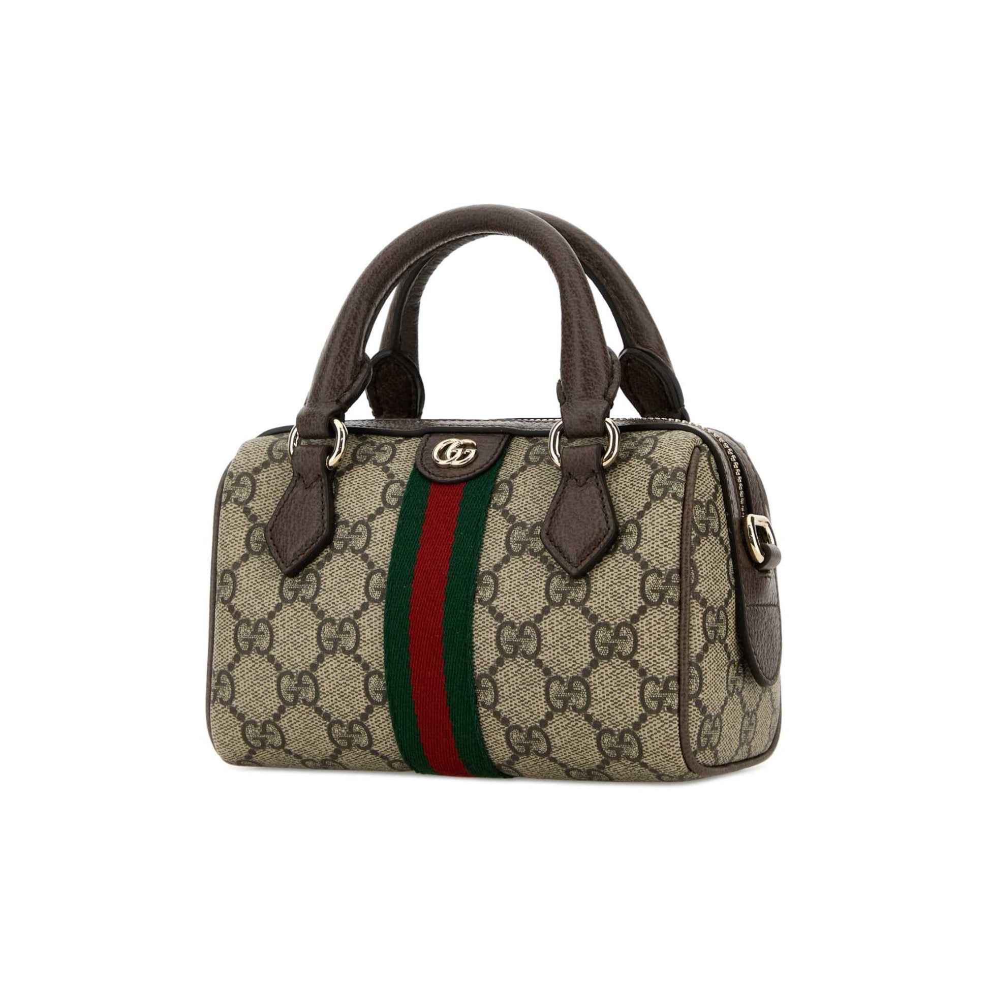Gucci Mala de Ombro em Lona — Bege