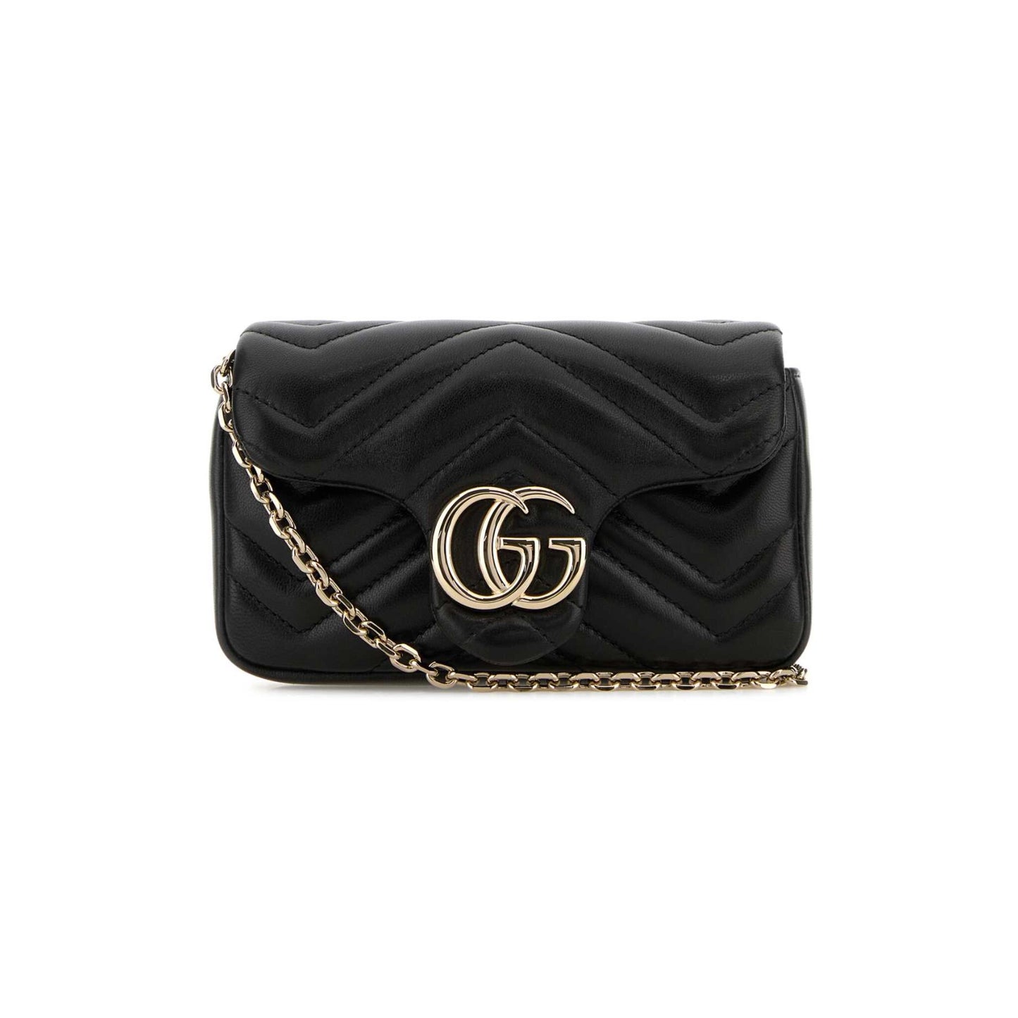 Gucci Mala de Ombro Mini GG Marmont em Pele — Preto