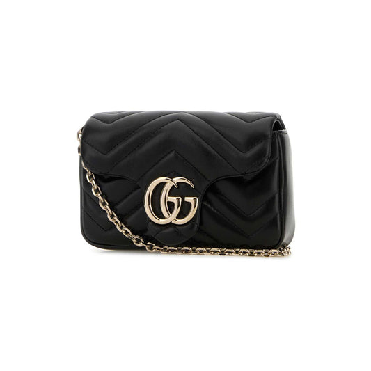 Gucci Mala de Ombro Mini GG Marmont em Pele — Preto