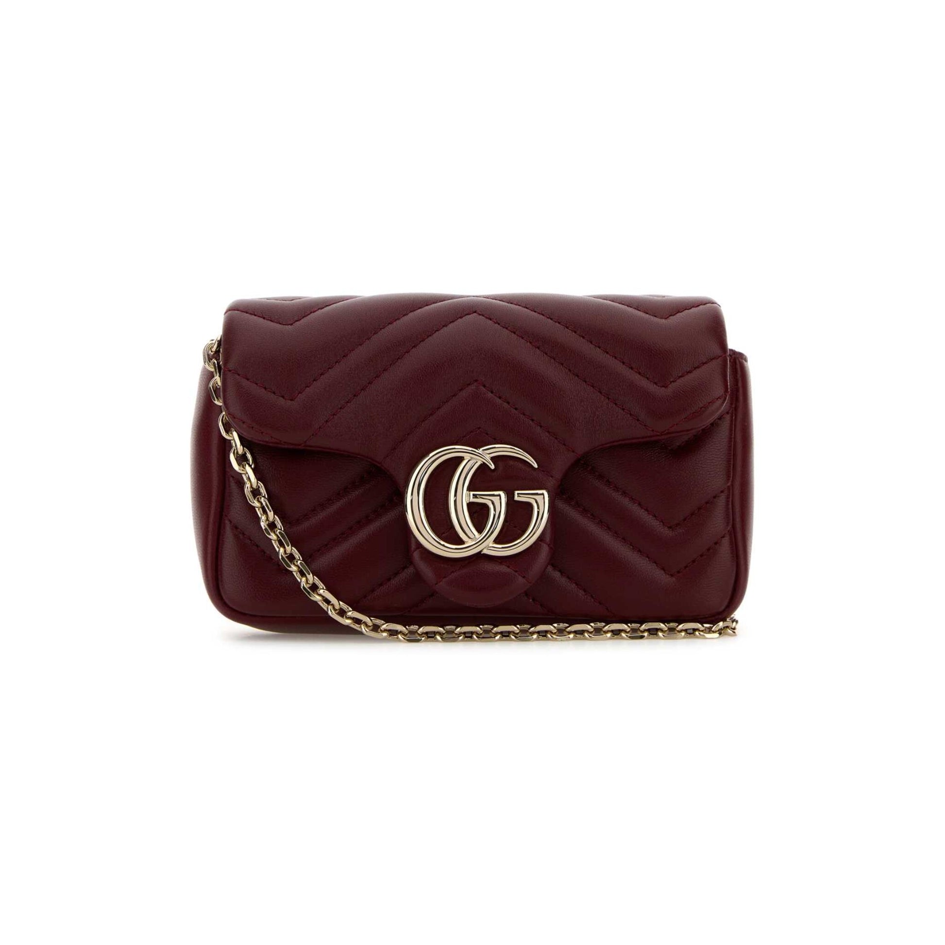 Gucci Mala de Ombro Mini GG Marmont em Pele — Rosa