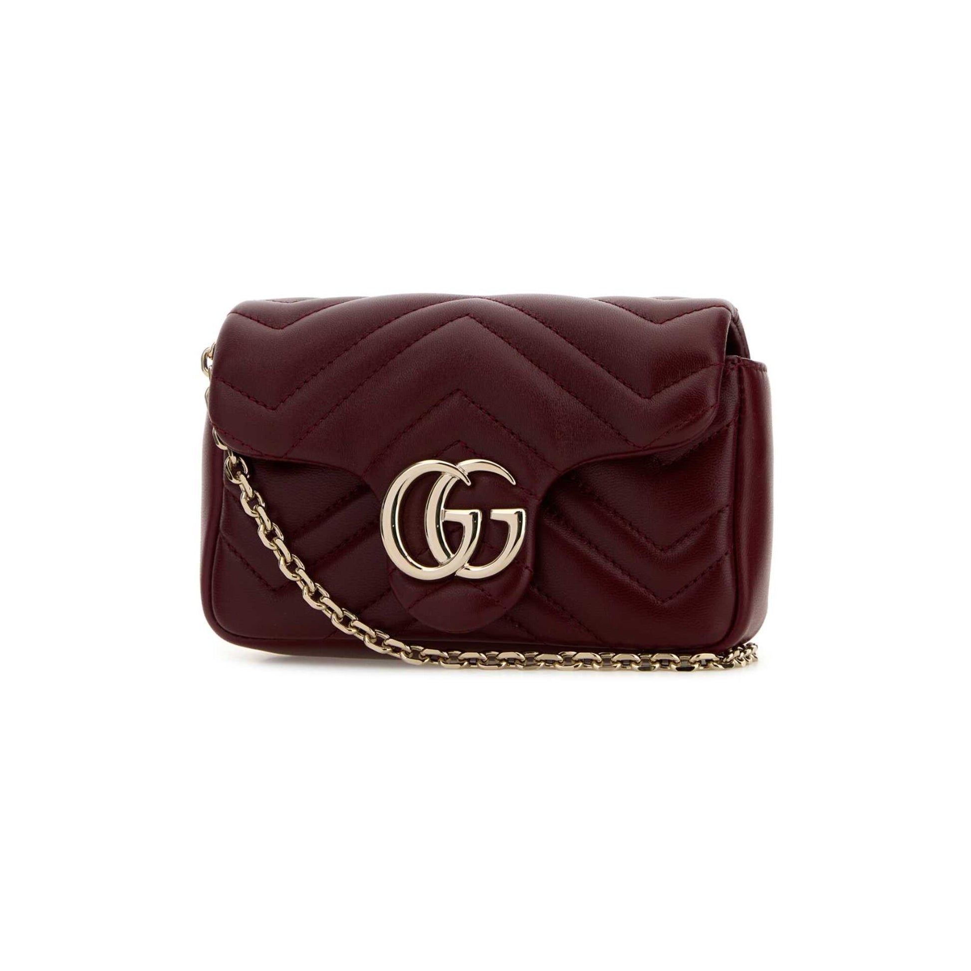 Gucci Mala de Ombro Mini GG Marmont em Pele — Rosa