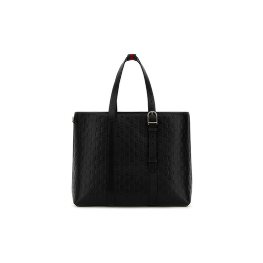 Gucci Mala Tote Grande GG Emblem em Pele