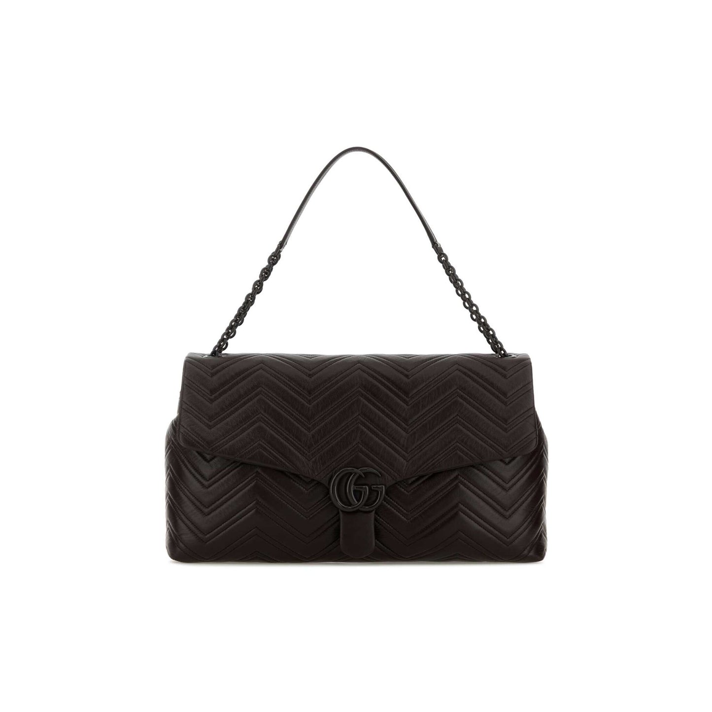 Gucci Mala de Ombro GG Marmont em Pele — Castanho