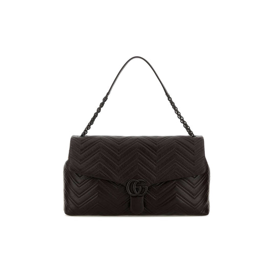 Gucci Mala de Ombro GG Marmont em Pele — Castanho