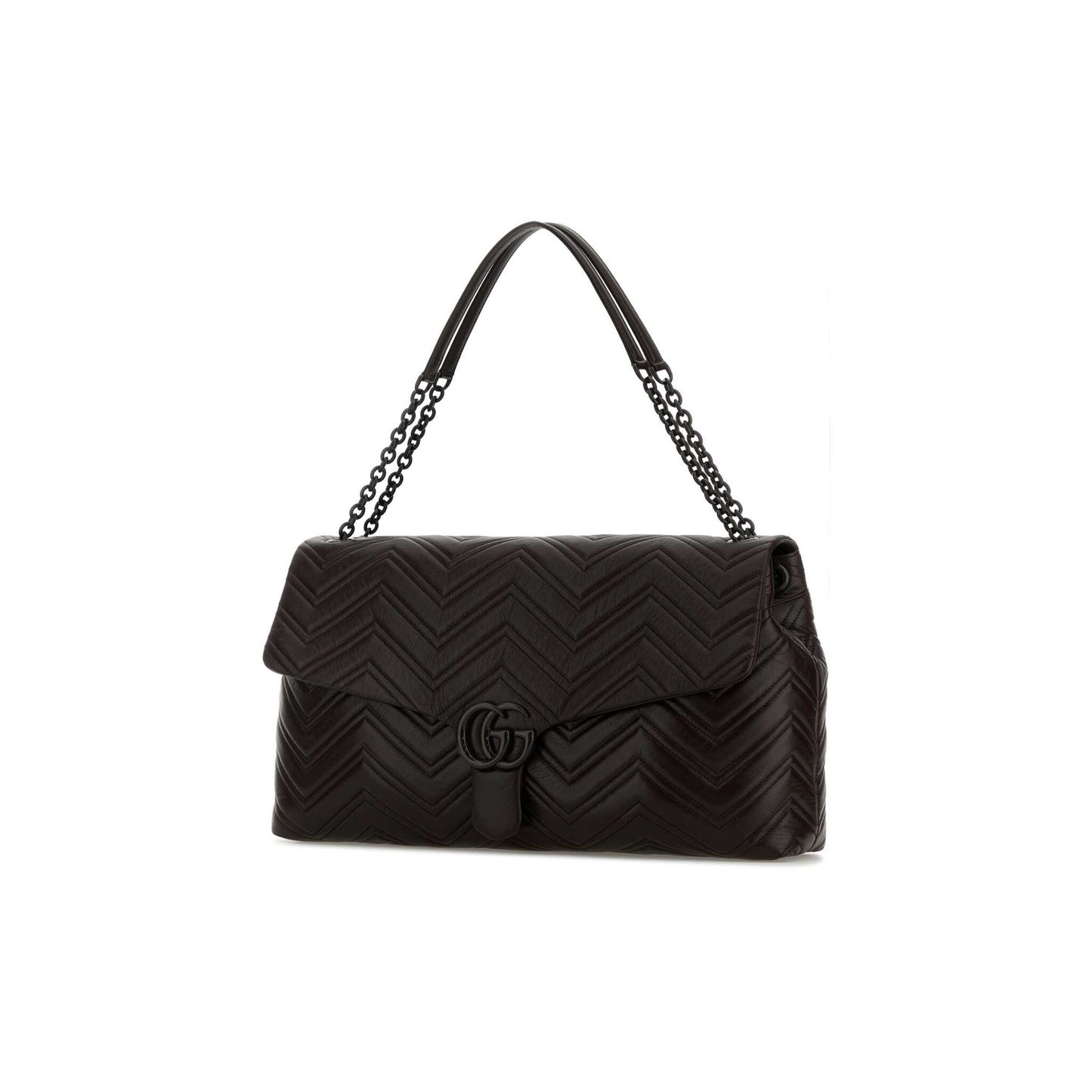 Gucci Mala de Ombro GG Marmont em Pele — Castanho