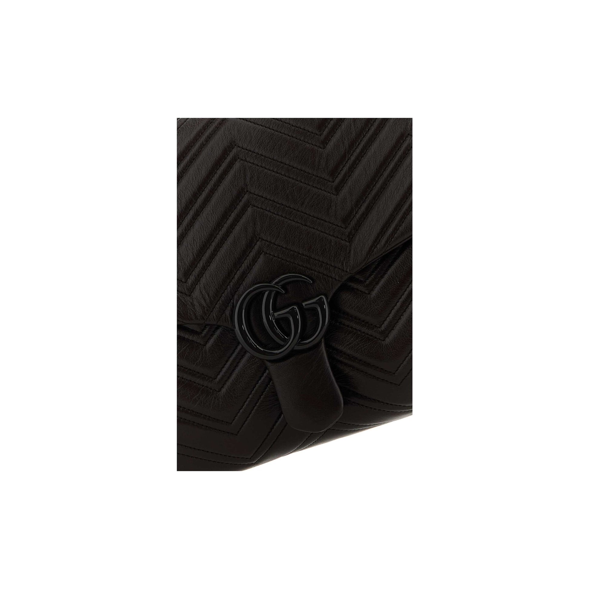Gucci Mala de Ombro GG Marmont em Pele — Castanho