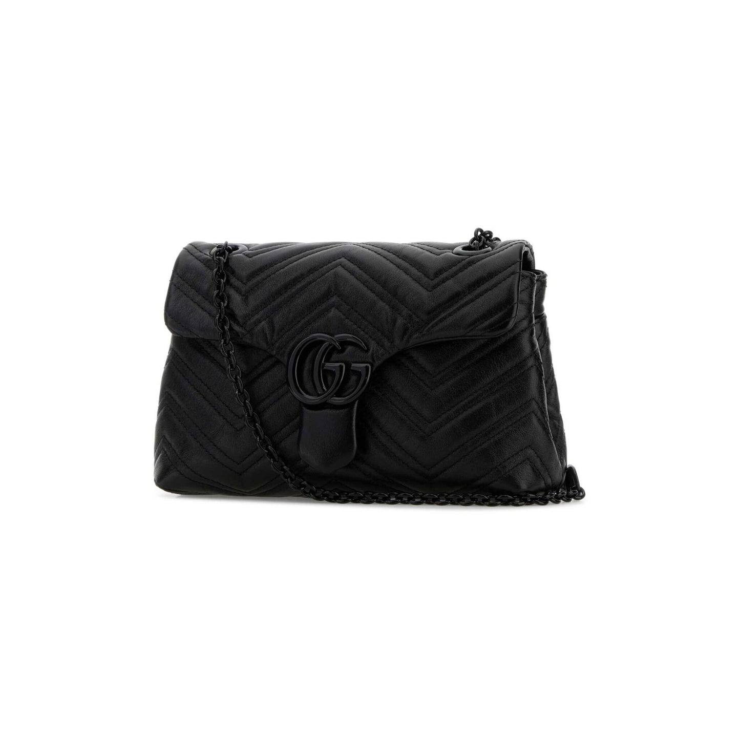 Gucci Mala de Ombro Pequena GG Marmont em Lona — Preto