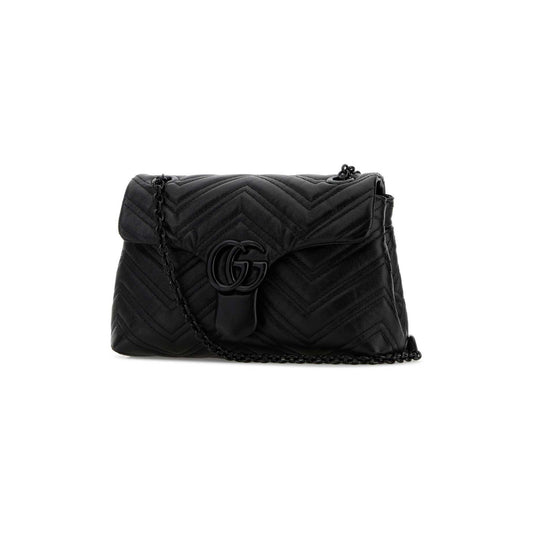 Gucci Mala de Ombro Pequena GG Marmont em Lona — Preto