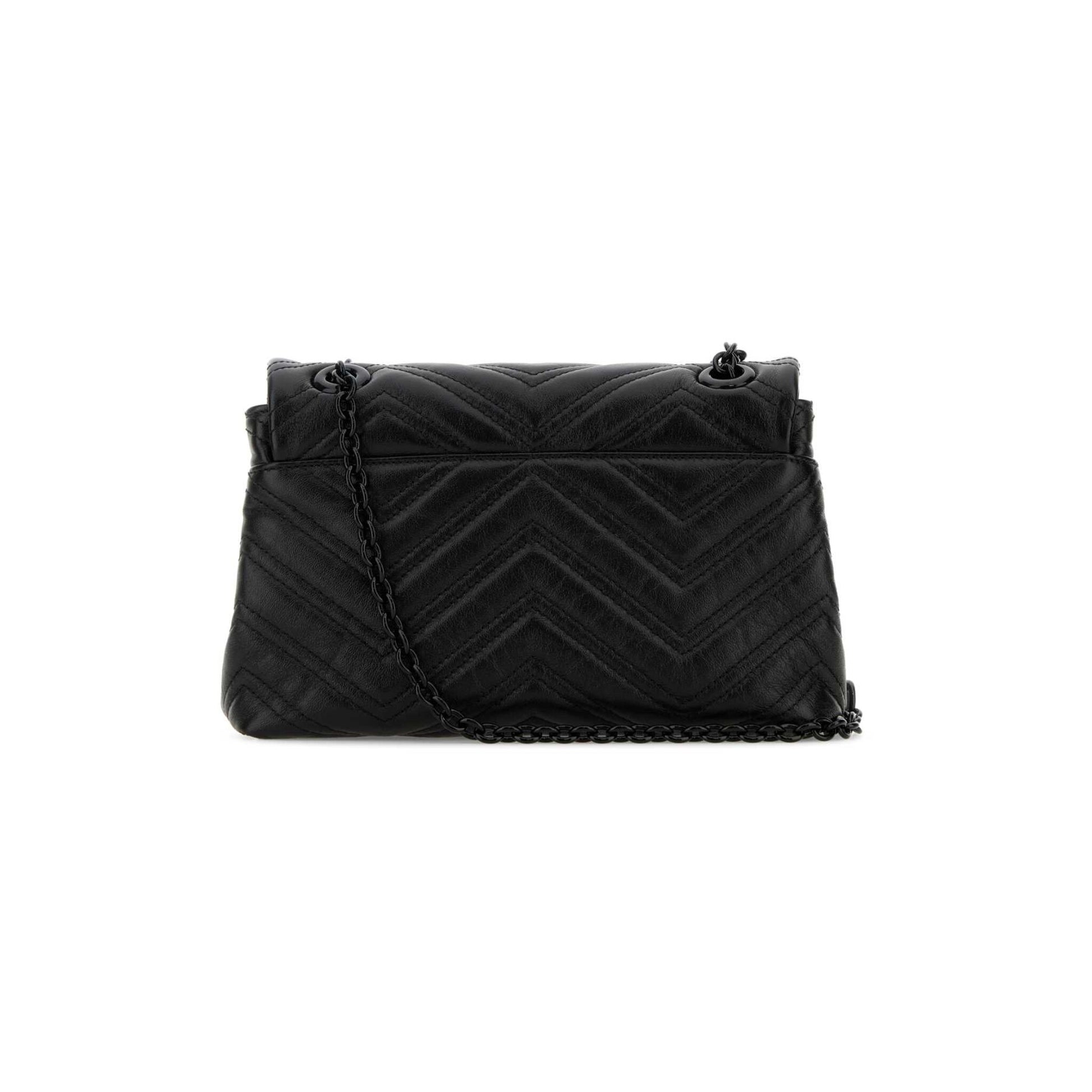 Gucci Mala de Ombro Pequena GG Marmont em Lona — Preto