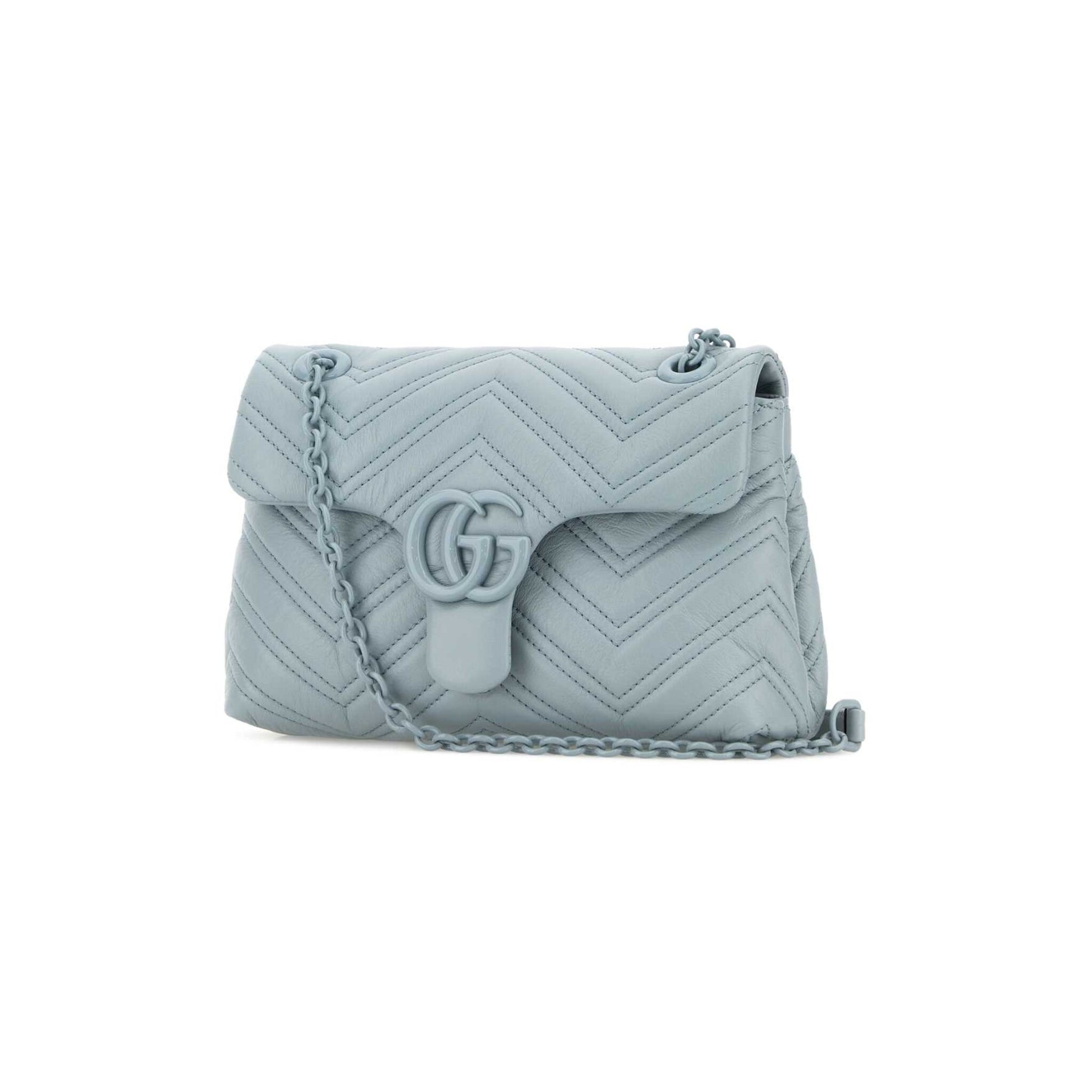 Gucci Mala de Ombro GG Marmont em Pele — Azul