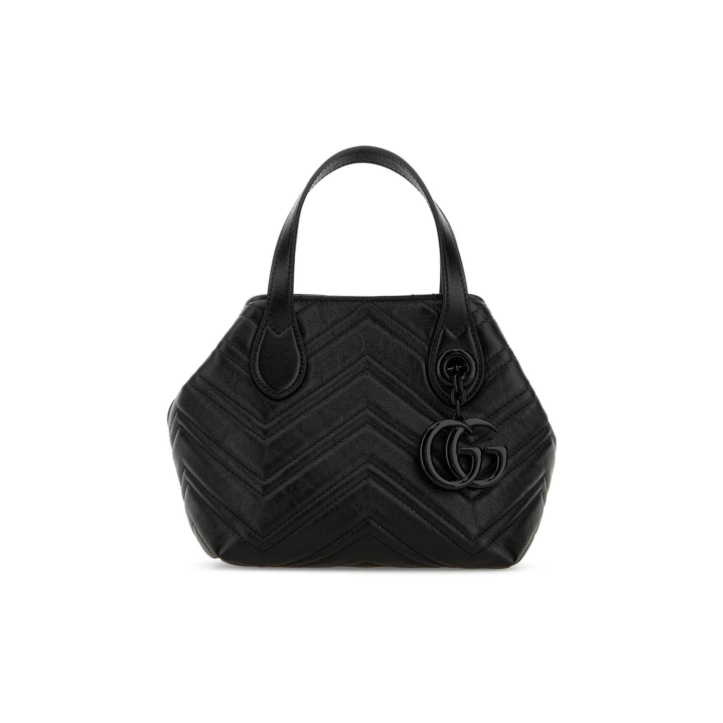 Gucci Mala Tote Pequena GG Marmont em Pele — Preto