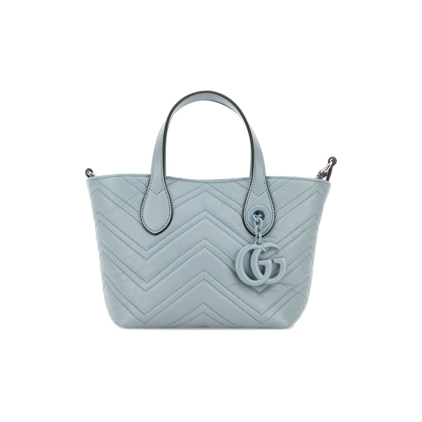 Gucci Mala Tote Pequena GG Marmont em Pele — Azul