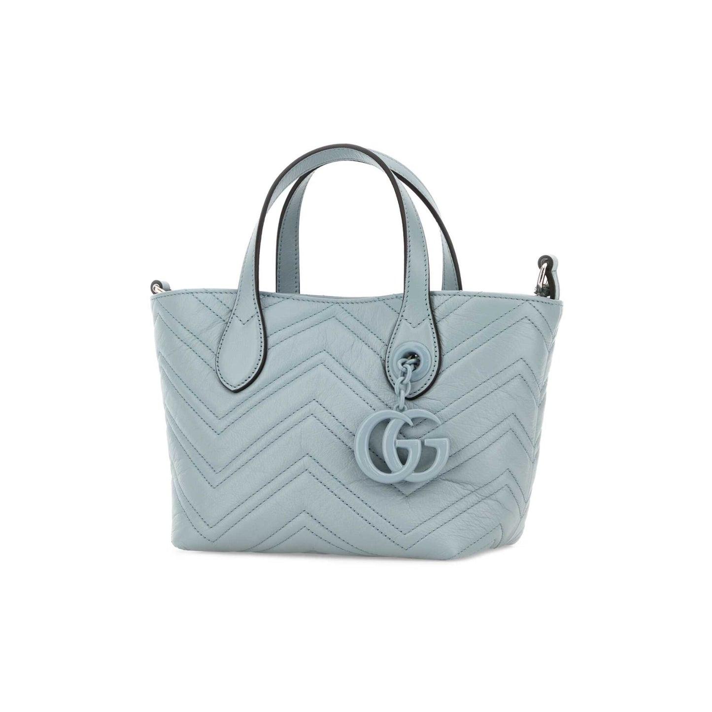 Gucci Mala Tote Pequena GG Marmont em Pele — Azul