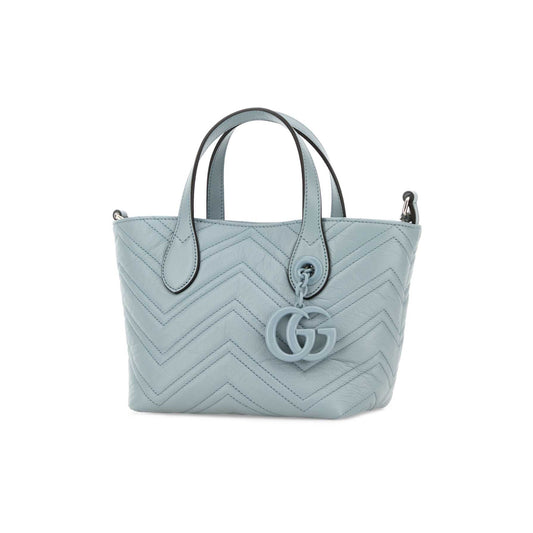 Gucci Mala Tote Pequena GG Marmont em Pele — Azul