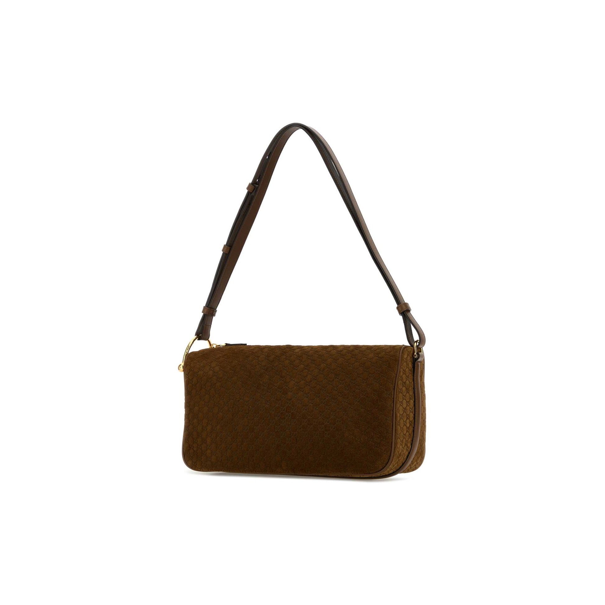 Gucci Mala de Ombro Média Half Horsebit em Pele — Castanho
