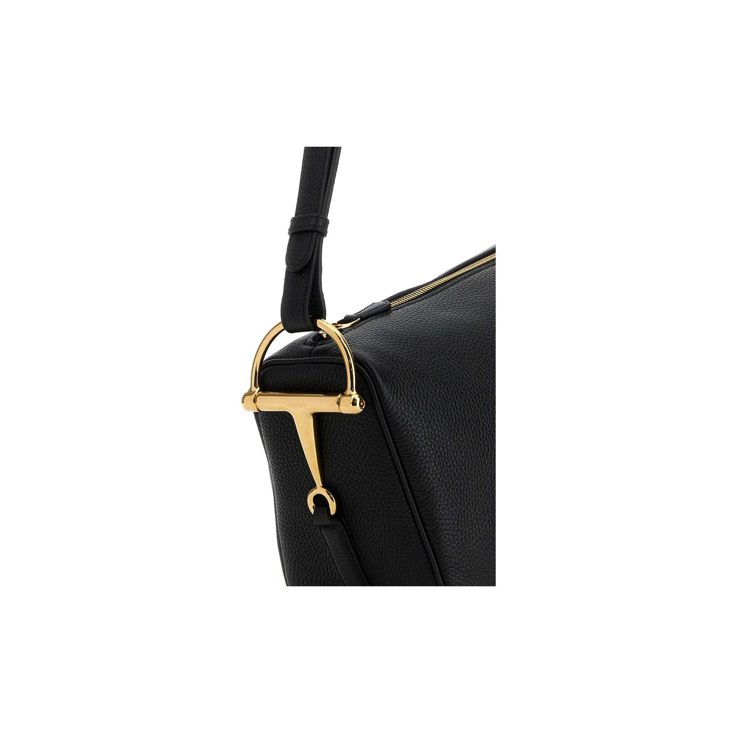 Gucci Mala de Ombro Média Half Horsebit em Pele — Preto