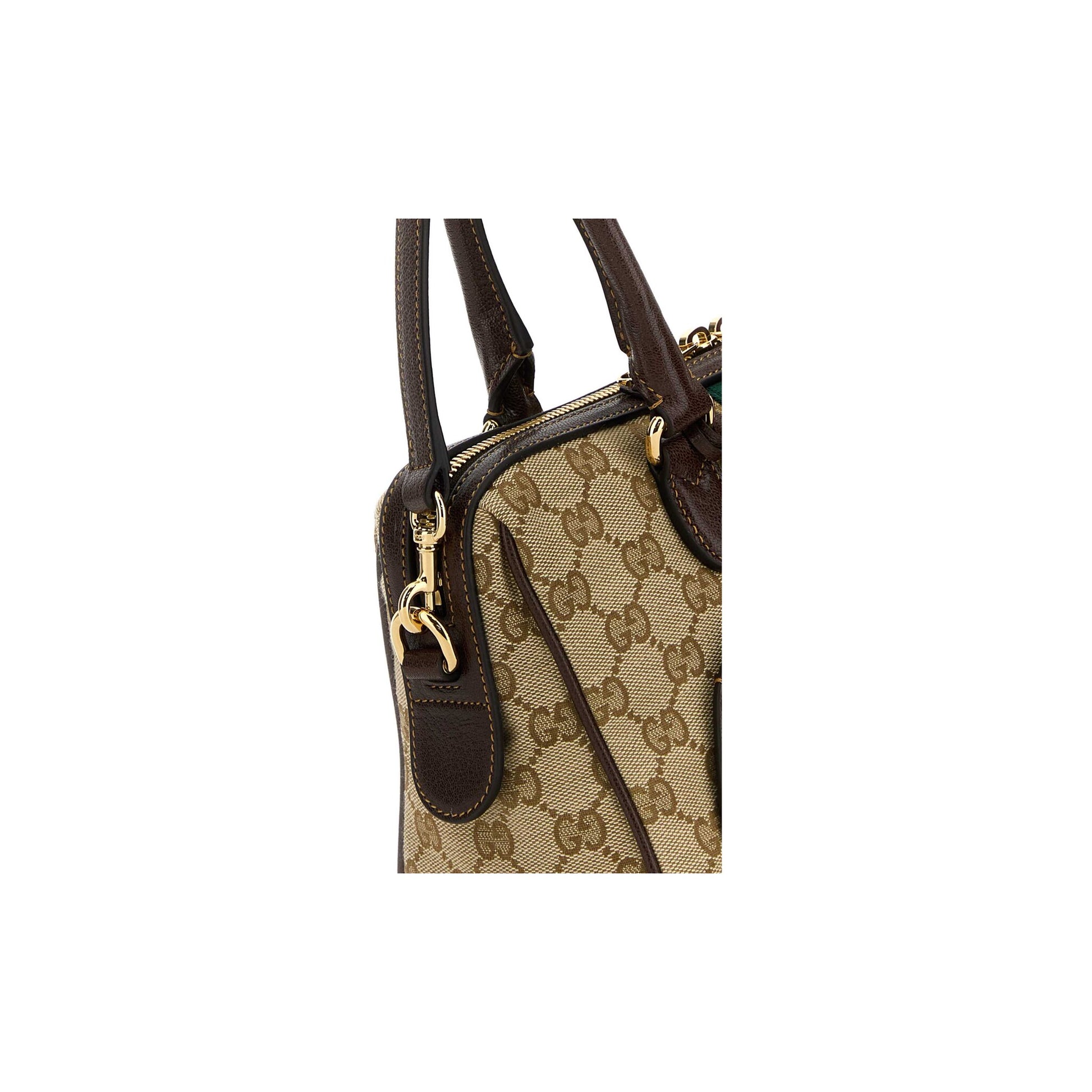 Gucci Mala Horsebit Web Borsetto em Lona — Bege