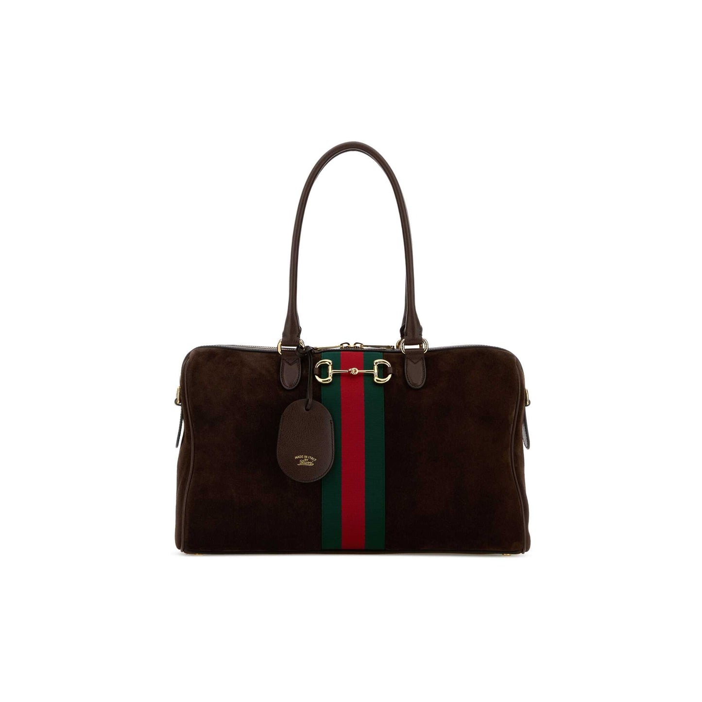Gucci Mala Horsebit Web Borsetto em Lona — Dourado