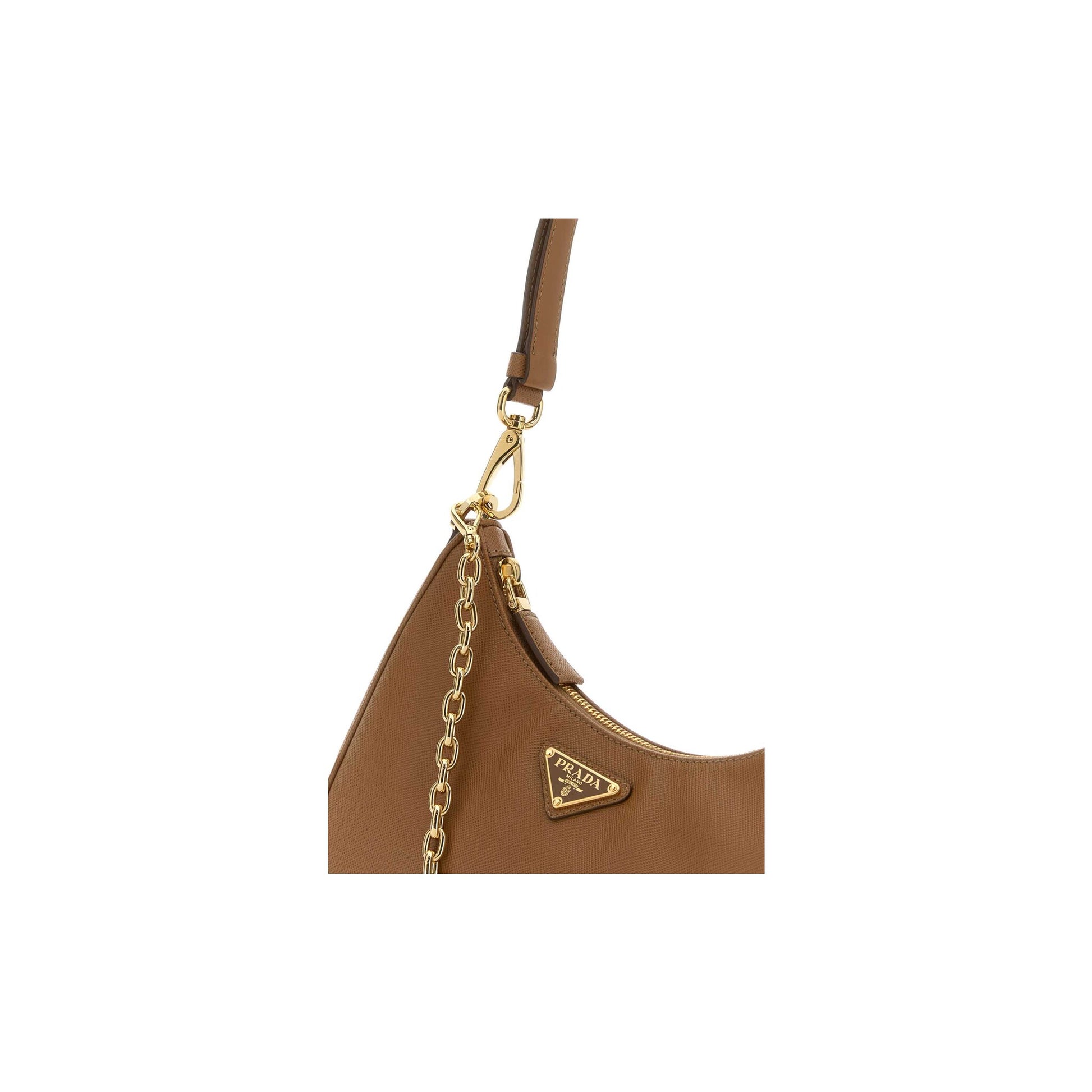 Prada Mala Mini Re-Edition em Pele — Castanho