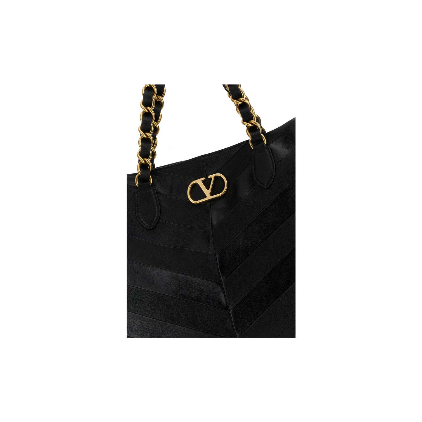 Valentino Garavani Laseine Shopping Bag In Nappa Leather With A Chevron Pattern